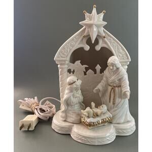 Vtg Holy Family Nativity Lighted Dillards Trimmings Christmas Figurine Boxed